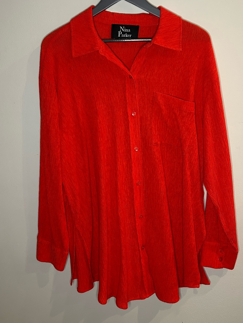 Parker Vibrant Red Textured Top 1X